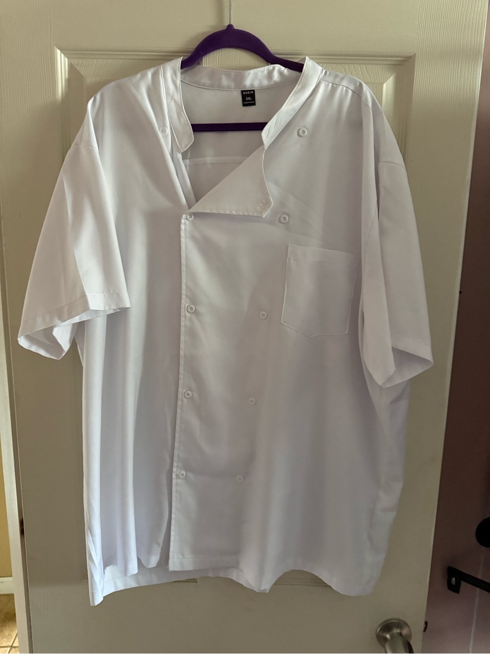 SHEIN White Short Sleeve Chef-Style Shirt